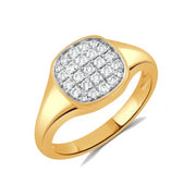 18K Yellow Gold Diamond Signet Ring